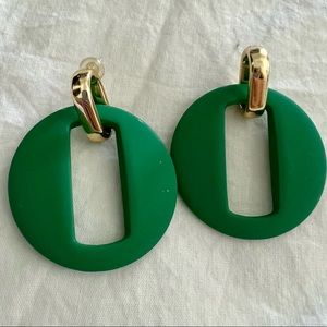 Green and gold earrings